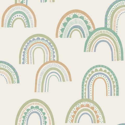 Dutch Wallcoverings - Boho Rainbow Green Teal 13283