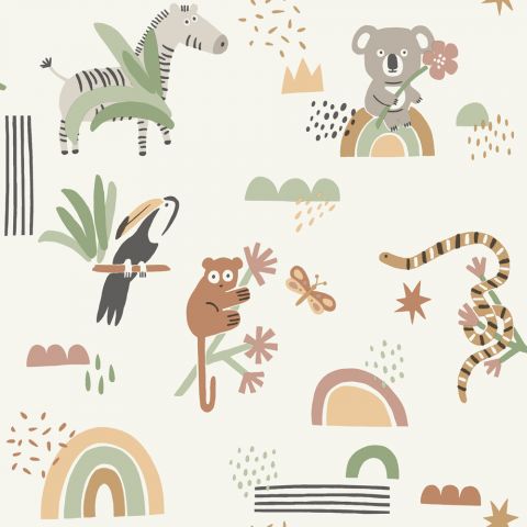 Dutch Wallcoverings - Abstract Animals Sage Beige 13351