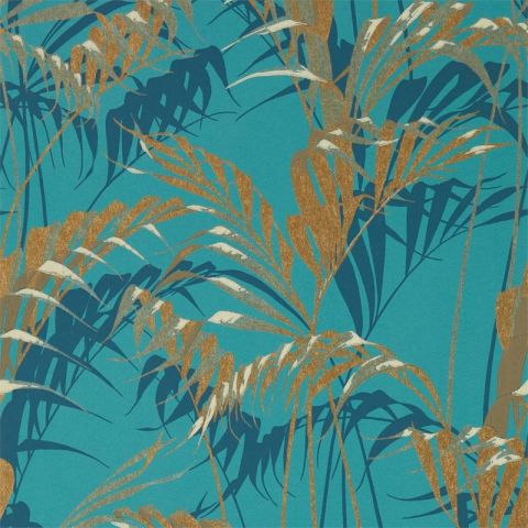 Sanderson The Glasshouse Palm House Teal/Gold 216640