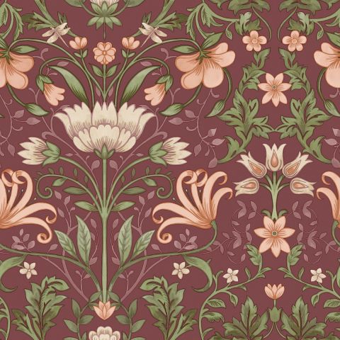 Dutch Wallcoverings First Class - Xanadu Emiliana Maroon 91470