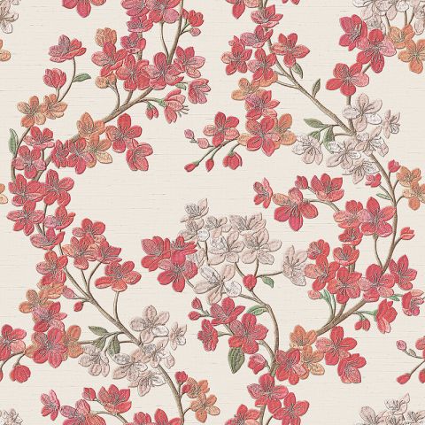 Dutch Wallcoverings - Grace - Flower - Grace Cherry blossom cream/red GR322203