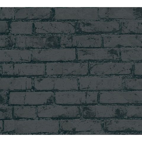 Vliesbehang Steenmotief zwart 9078-82