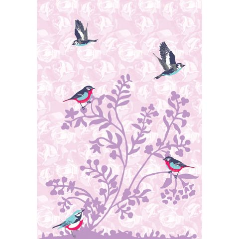 Vintage Chic Mural Birds & Roses Purple