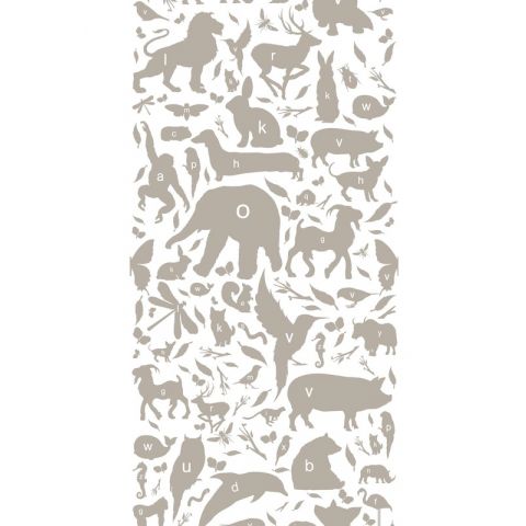 KEK Amsterdam -  Wonderwalls For Kids - Alphabet Animal Walpaper Taupe WP-046
